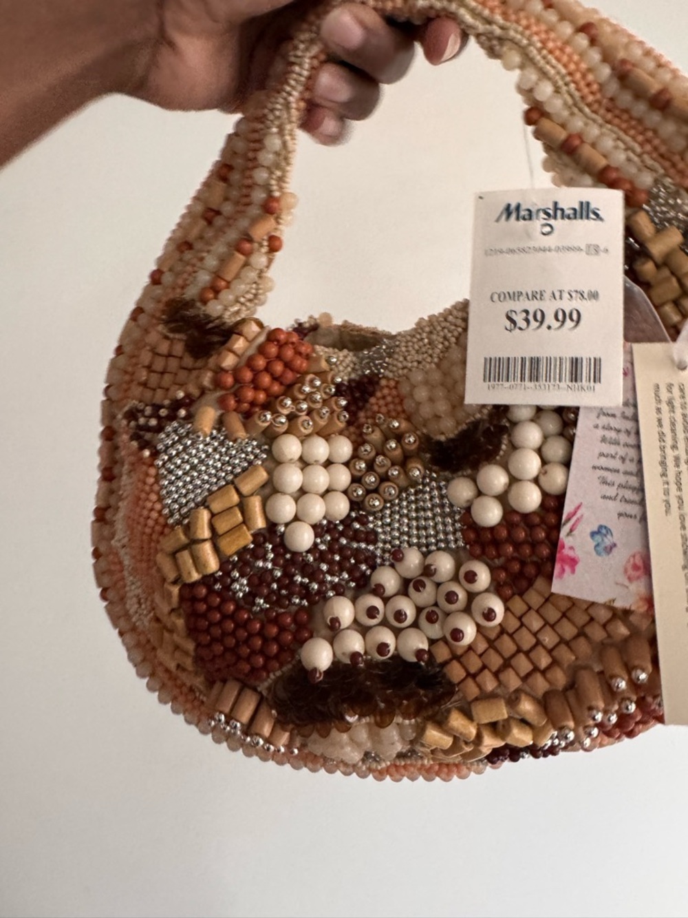 Marshalls Beaded Mini Crescent Bag in Beige, Tan and Cream - Picture 4 of 4